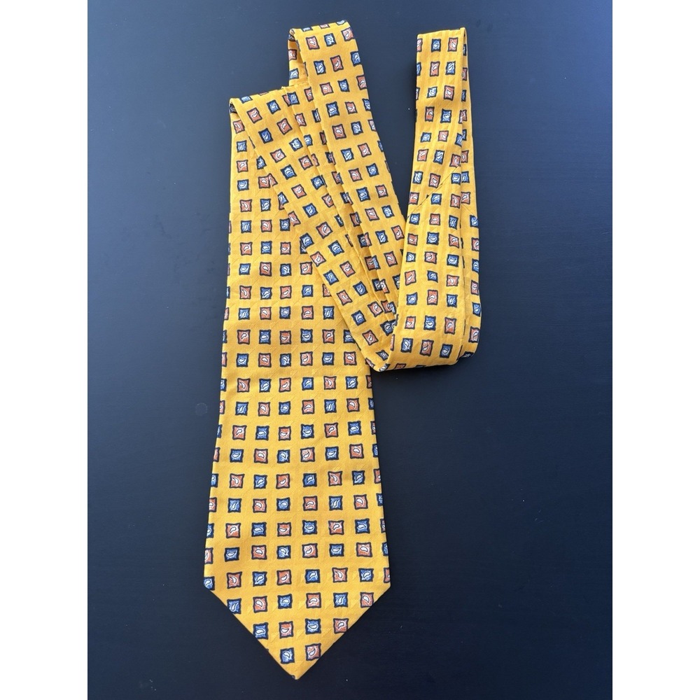 Vintage Nordstrom Tie Necktie Italy Made Artistic Avant Garde Golden Yellow Silk